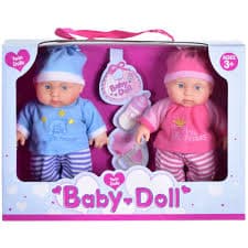 Set of 2 Twin Baby Dolls Gift Set with Feeding Accessories
