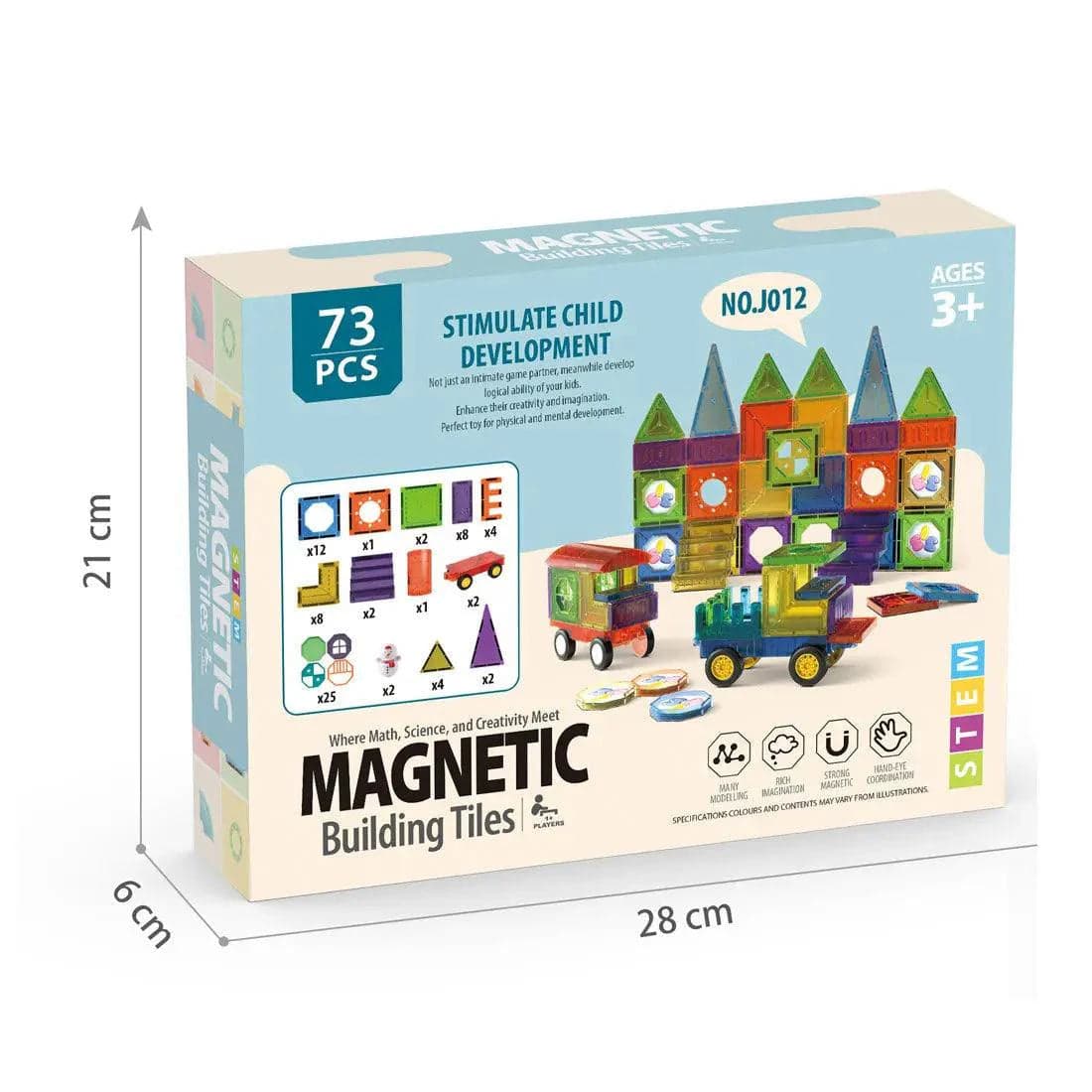 43 Pcs Magnetic Building Tiles For Kids